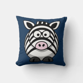 Zebra van de cartoon op de marine kussen