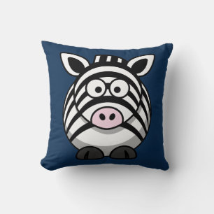 Zebra van de cartoon op de marine kussen