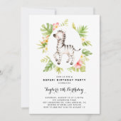 Zebra van de Tropische Waterverf Safari Birthday Kaart (Voorkant)