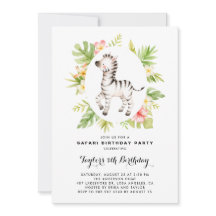 Zebra van de Tropische Waterverf Safari Birthday