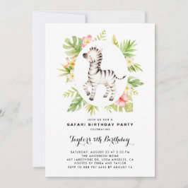 Zebra van de Tropische Waterverf Safari Birthday Kaart