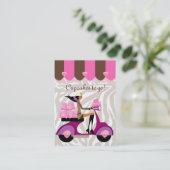 Zebra van de Vakjes van het Meisje van de Autoped Visitekaartje (Staand voorkant)