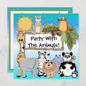 Zebra van Giraffe Lion dierentuin Kaart (Voorkant / Achterkant)