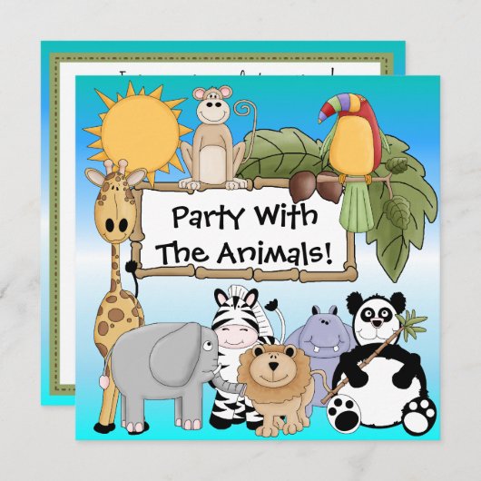 Zebra van Giraffe Lion dierentuin Kaart (Voorkant / Achterkant)