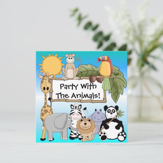 Zebra van Giraffe Lion dierentuin Kaart (Staand voorkant)