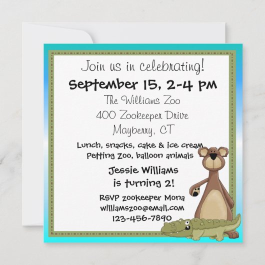 Zebra van Giraffe Lion dierentuin Kaart (Achterkant)