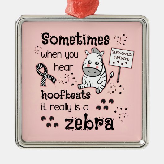 Zebra van het Syndroom van Ehlers-Danlos Metalen Ornament (Voorkant)