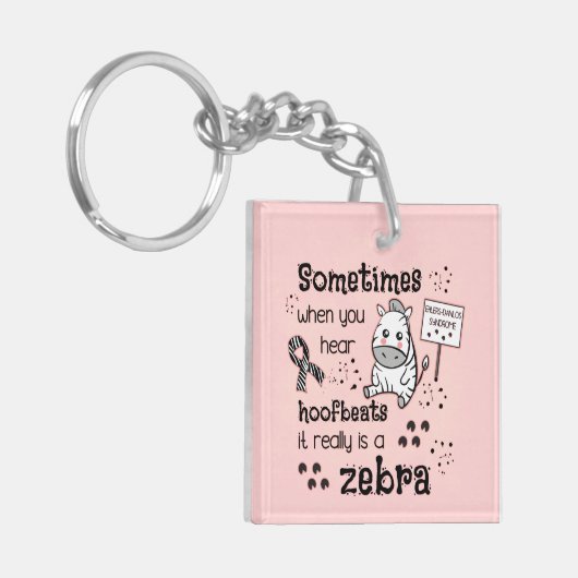 Zebra van het Syndroom van Ehlers-Danlos Sleutelhanger (Voorkant Links)
