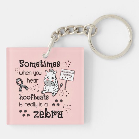 Zebra van het Syndroom van Ehlers-Danlos Sleutelhanger (Achterkant)