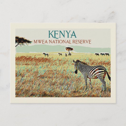 Zebra van Kenia, Nationaal Reserve Mwea Briefkaart (Voorkant)