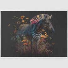 Zebra van Prism van Kleuren Bloemen Decoupage