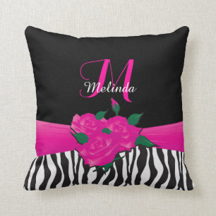 Zebra van warmroze Roos Kussen