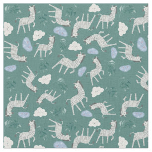 Zebra van wilde dieren waterverf kinder marineblau stof
