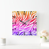 Zebra veelkleurige huidstreepjespatroon-22164 vierkante klok (Huis)