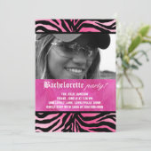 Zebra Veer Bachelorette Pink Kaart (Staand voorkant)