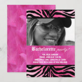 Zebra Veer Bachelorette Pink Kaart (Voorkant / Achterkant)