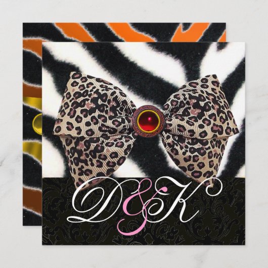 ZEBRA VEL, LUIPERD PRINTEN STROP DAS, ZWARTE DAMAS KAART (Voorkant / Achterkant)