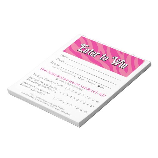 Zebra Vendor Event Leads Drawing Slip Booking  Notitieblok (Linkerzijde)