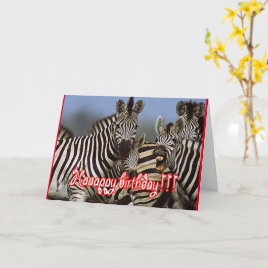zebra verjaardag kaart (Gele Bloem)