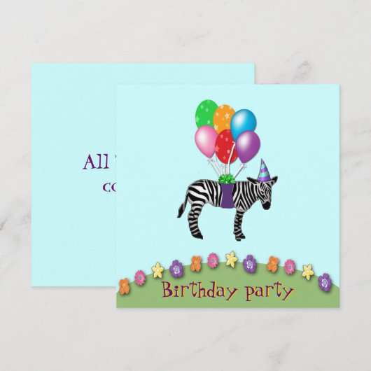 zebra verjaardag kaart (Voorkant / Achterkant)