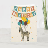 Zebra Verjaardag Kaart – Leuke Animal Party Design (Voorkant)
