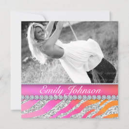 Zebra Verjaardagsfeest Roze Oranje Sieraden Kaart