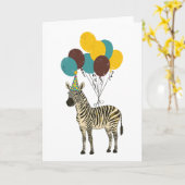 Zebra verjaardagsfeest Wenskaart Kaart (Gele Bloem)