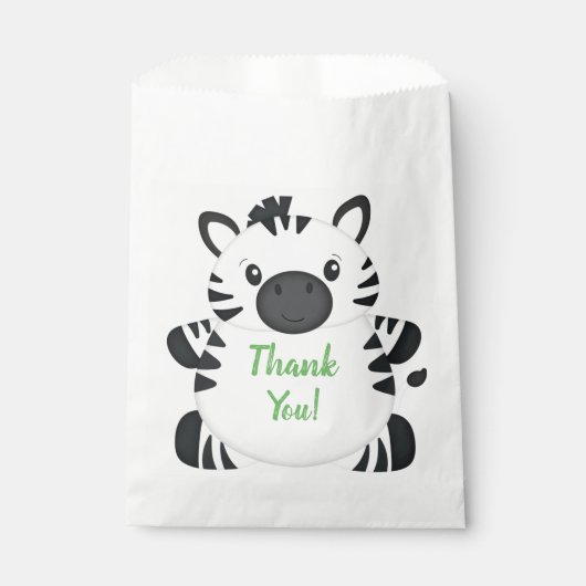 Zebra Verjaardagsfeestje Groen Bedankzakje (Voorkant)