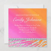 Zebra Verjaardagsfeestje Roze Oranje Sieraden Kaart (Achterkant)