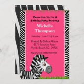 Zebra verjaardagsuitnodiging kaart (Voorkant / Achterkant)