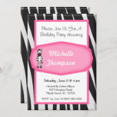 Zebra verjaardagsuitnodiging kaart (Voorkant / Achterkant)