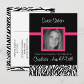 zebra; verjaardagsuitnodiging uitnodiging briefkaart (Voorkant / Achterkant)