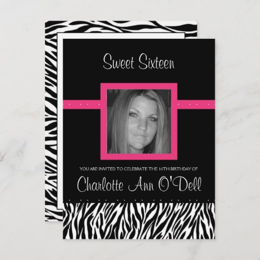 zebra; verjaardagsuitnodiging uitnodiging briefkaart (Voorkant / Achterkant)