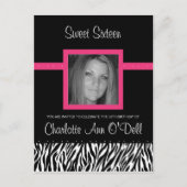 zebra; verjaardagsuitnodiging uitnodiging briefkaart (Voorkant)