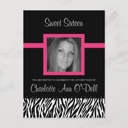 zebra; verjaardagsuitnodiging uitnodiging briefkaart (Voorkant)