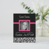 zebra; verjaardagsuitnodiging uitnodiging briefkaart (Staand voorkant)