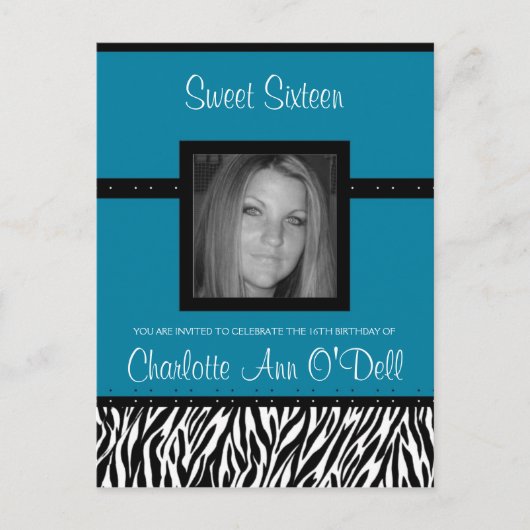 zebra; verjaardagsuitnodiging uitnodiging briefkaart (Voorkant)