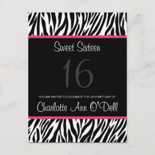 zebra; verjaardagsuitnodiging uitnodiging briefkaart