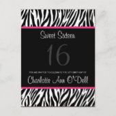 zebra; verjaardagsuitnodiging uitnodiging briefkaart (Voorkant)