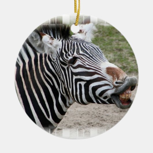 Zebra-versiering glimlachen keramisch ornament (Voorkant)