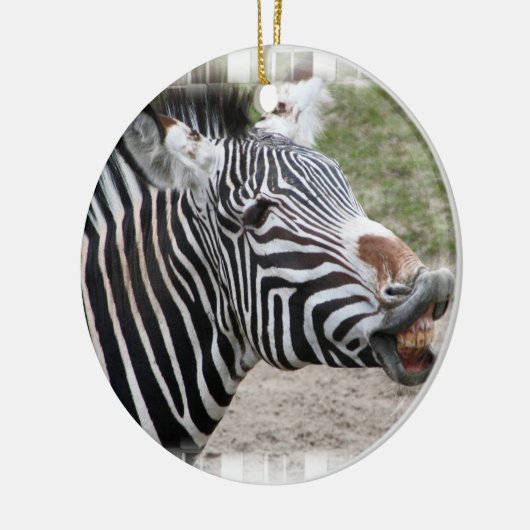 Zebra-versiering glimlachen keramisch ornament (Links)