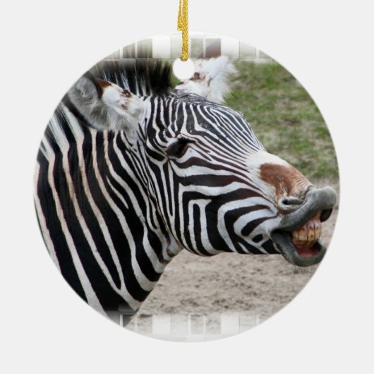 Zebra-versiering glimlachen keramisch ornament (Achterkant)