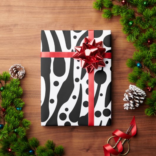 Zebra vibes met penseelstreken en -spots cadeaupapier (Feestdagen Geschenken)