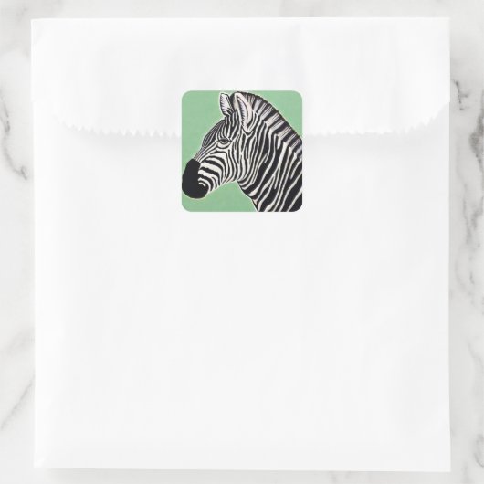 Zebra Vierkante Sticker (Tas)
