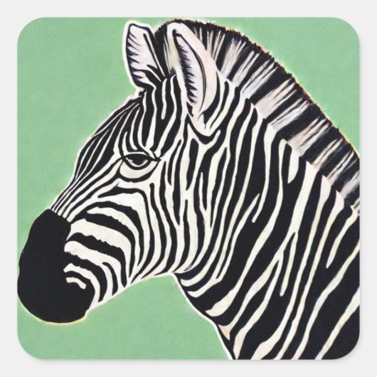 Zebra Vierkante Sticker (Voorkant)