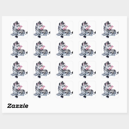 zebra vierkante sticker (Vel)