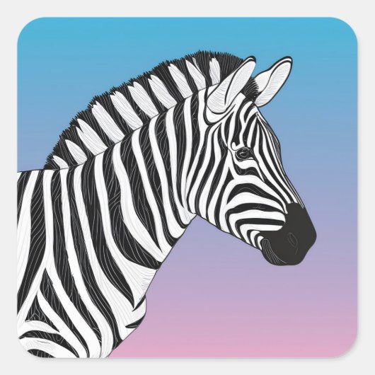 Zebra Vierkante Sticker (Voorkant)