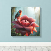 Zebra-vink rustend op reusachtige Rafflesia in Jun Canvas Afdruk (Insitu (Houten vloer))