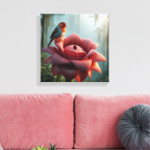 Zebra-vink rustend op reusachtige Rafflesia in Jun Canvas Afdruk (Insitu (Woonkamer))