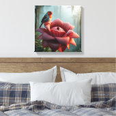 Zebra-vink rustend op reusachtige Rafflesia in Jun Canvas Afdruk (Insitu (Slaapkamer))